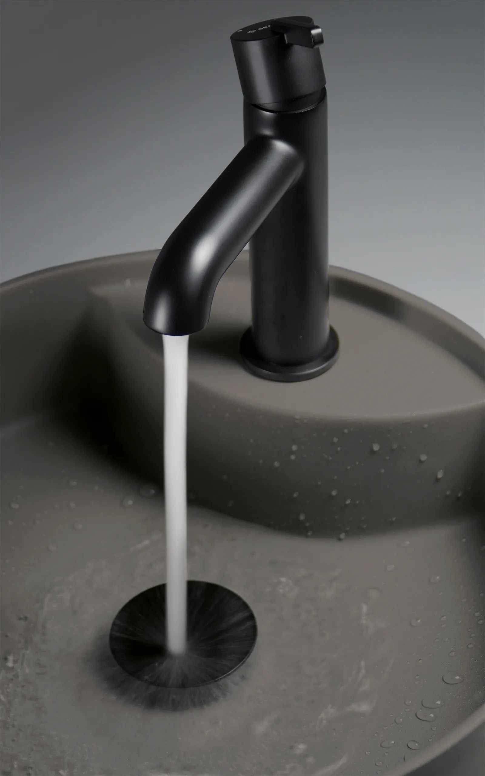 Deante umywalka Silia granitowa nablatowa - z wyspą na baterię grafit